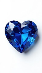 Fototapeta premium Opulent blue sapphire heart,faceted gems,white background, love, lapis lazuli, gem