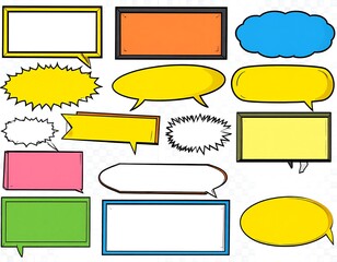 Collection of colorful comic book speech bubbles