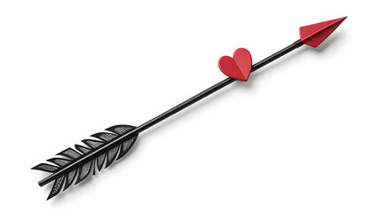 A striking black arrow with a red heart and a red arrowhead piercing through it on a clean white background