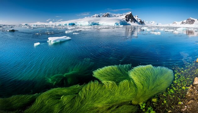 vibrant green algae beneath antarctic ice
