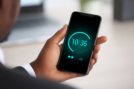 entrepreneur setting timer on phone app