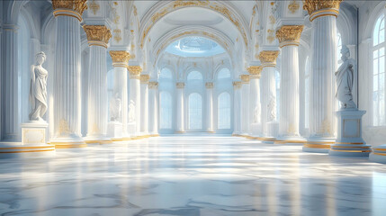 greek style dance floor no statues anime style white gold