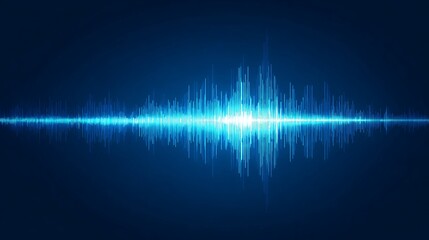 Abstract sound wave graphic, bright blue on dark