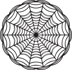 Black and White Spider Web Mandala with Radial Lines insect nature