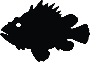 Silhouette rockfish side view isolated marine vector illustrator