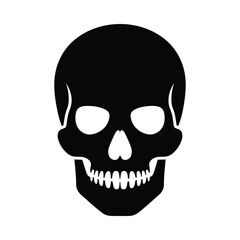 Obraz premium Black skull silhouette with white eye sockets and teeth human