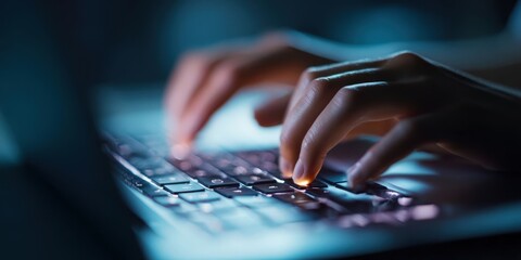 Woman Using Laptop for Data Security and Cybersecurity Protection
