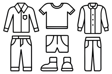 Naklejka premium Collection of clothing items silhouette isolated on white background