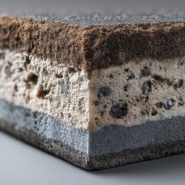 Cross section of multilayer construction insulation material