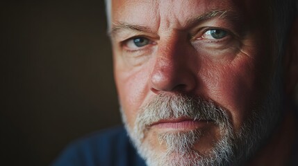 Obraz premium Portrait of a mature man with gray beard looking at camera in studio lighting close up photography
