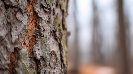 Obraz premium Close-up of textured tree bark in a forest