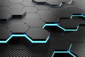 Neon HexaGrid Blueprint of the Future