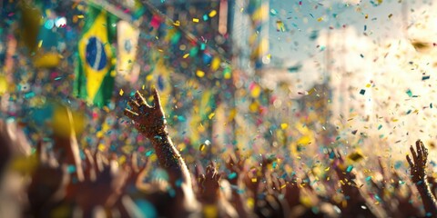 Brazilian Celebrating at Festive National Holiday Event