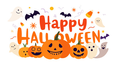 Halloween Banner Illustration with Spooky Elements