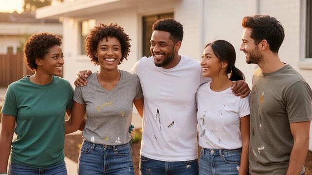 Happy professional team members celebrating successful collaboration with genuine smiles during productive workplace meeting session