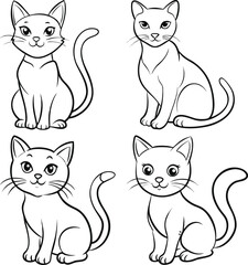 Abstract Cat Outline Vector Set