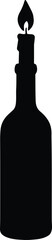 Silhouette wine bottle candle burning vector Illustrator