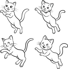 Abstract Cat Outline Vector Set