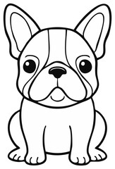 Fototapeta premium Simplified Drawing of a Friendly Bulldog Puppy with Large Eyes and Ears