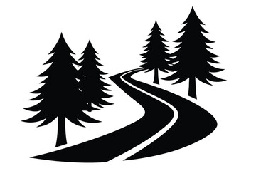 forest path vector icon illustration silhouette