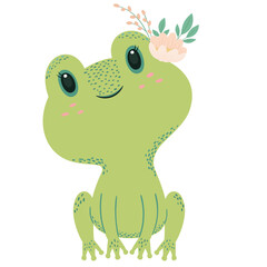 cute. green frog cartoon