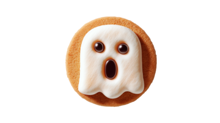 Cute Ghost Cookie with Googly Eyes on Transparent