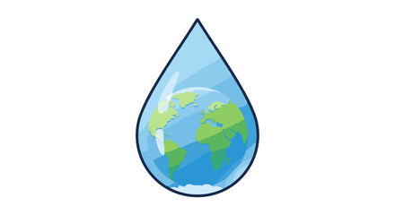 Fototapeta premium Earth globe in water drop symbolizing global environmental and conservation awareness. Vector illustration
