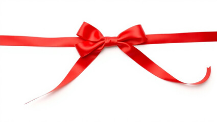 A vibrant red satin ribbon tied into a bow on a white background creates a festive and elegant look created with generated ai