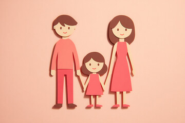 paper family cutout symbolizing equality on pink