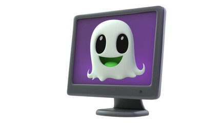 Ghost on Computer Screen for Halloween Decoration