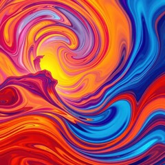 Abstract swirling sunset colors mimicking ocean waves, energy, artistic