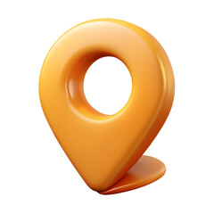 Orange Location Map Pin Icon on White Background &ndash; GPS Navigation Pointer Symbol

