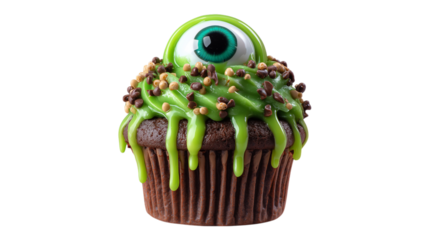 Green Eyeball Cupcake with Chocolate Sprinkles
