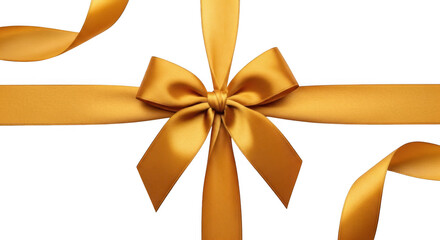 Fototapeta premium Elegant gold ribbon and bow isolated on transparent background