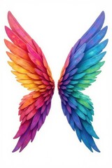 Obraz premium Abstract rainbow wings, vibrant colors, isolated on white , decoration, light