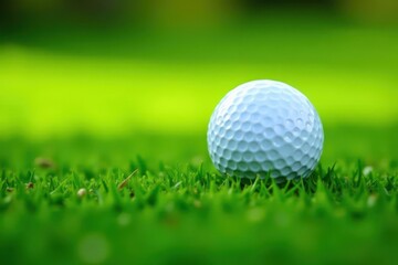 Obraz premium A pristine golf ball rests in vibrant green grass , field, putting green, golf