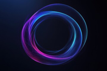Digital blue and purple tech circle designed on a dark background
