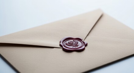 Sealed envelope with a burgundy seal featuring a floral emblem.