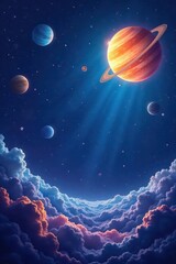 Celestial nursery scene with stars and planets, space, planets