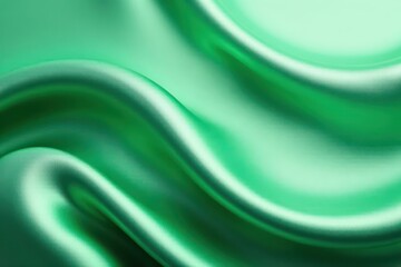 Abstract silver and green satin waves, shimmering texture, curve, design