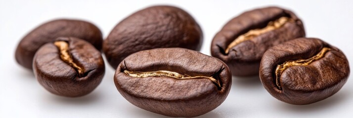 Obraz premium Roasted coffee beans display rich texture and deep color in close-up view