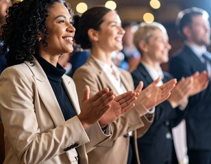 Obraz premium Business people applauding at a presentation