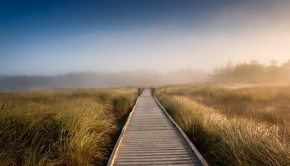 misty morning boardwalk