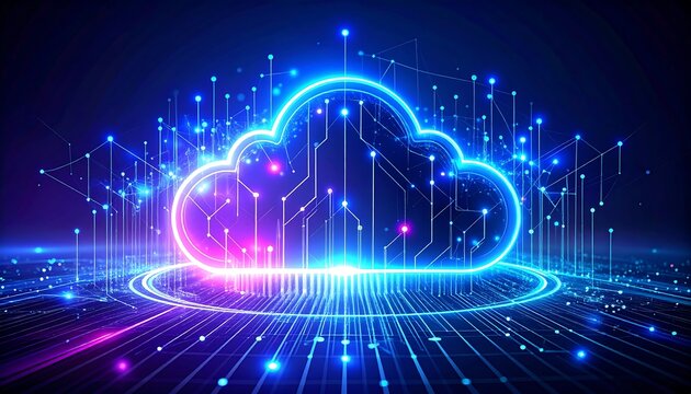 Abstract digital cloud computing graphic