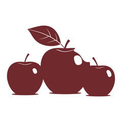 Three red apples with a leaf isolated on white background in a group