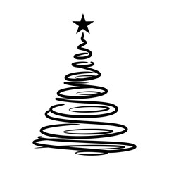 Abstract christmas tree with star isolated on white background