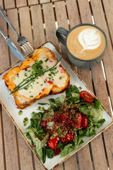 Brunch Plate with Coffee Outdoors