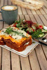 Brunch Plate with Coffee Outdoors