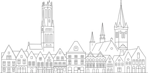 Detailed Cityscape Vector Illustration A Modern City Outline with Architectural Elements