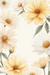 Soft yellow and white daisies arranged beautifully on a light background